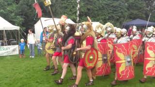 Roman Reenactment at the Amphitheatre in Caerleon Marching In [upl. by Florette]