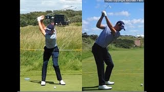 Justin Thomas golf swing  Long Iron faceon amp downtheline July 2017 [upl. by Hitoshi]