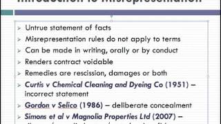 Misrepresentation Lecture 1 of 4 [upl. by Lleznol]